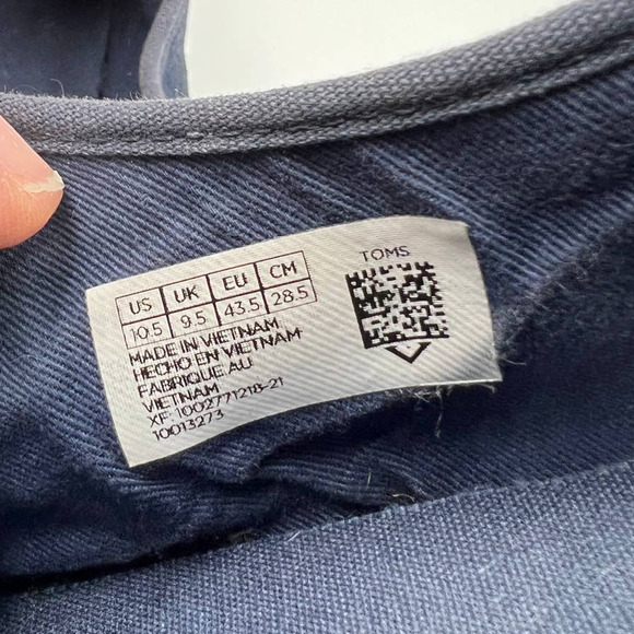 TOMS Navy Blue Sneakers Tennis Shoes Canvas Lace Up Shoes Men's 10.5 - Picture 8 of 10